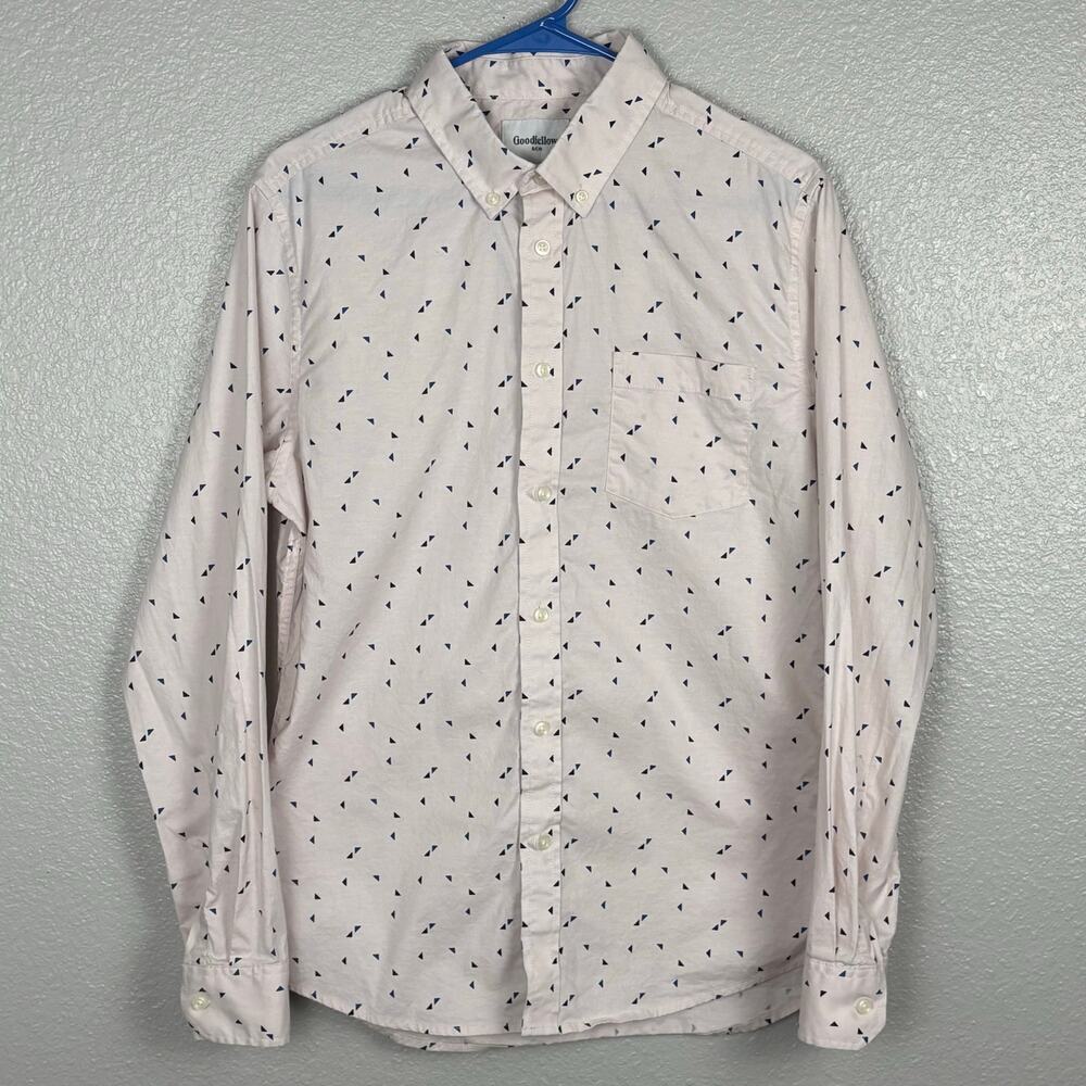 Goodfellow & Co Men's Size M Button Up Slim Fit Pink Geometric Long Sleeve Shirt